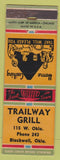 Matchbook Cover - Trailway Grill Blackwell OK low phone # WEAR