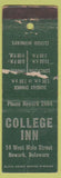 Matchbook Cover - College Inn Newark DE WORN