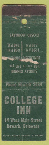 Matchbook Cover - College Inn Newark DE WORN
