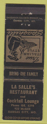 Matchbook Cover - La Salle Restaurant Kansas City MO CREASE