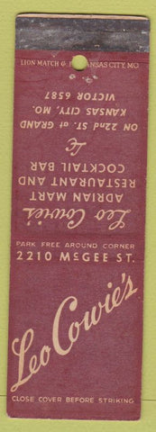 Matchbook Cover - Leo Cowie's Kansas City MO