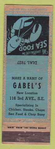 Matchbook Cover - Gabel's Sea Food ARROW NO TOWN WEAR