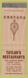 Matchbook Cover - Taylor's Restaurants Tustin Anaheim CA