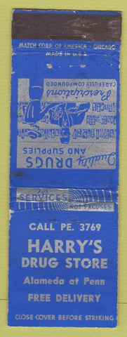 Matchbook Cover - Harry's Drug Store NO TOWN WEAR