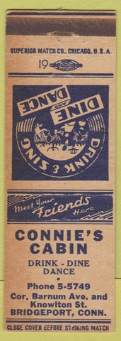 Matchbook Cover - Connie's Cabin Bridgeport CT