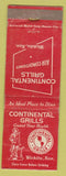 Matchbook Cover - Continental Grills Wichita KS WEAR