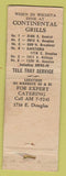 Matchbook Cover - Continental Grills Wichita KS WEAR