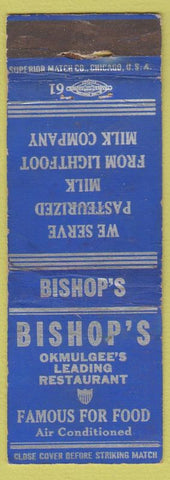 Matchbook Cover - Bishop's Okmulgee's OK Restaurant