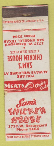 Matchbook Cover - Sam's Chicken House San Angelo TX WEAR