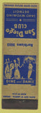 Matchbook Cover - San Diego Club Detroit MI SAMPLE