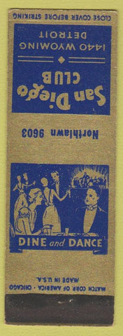Matchbook Cover - San Diego Club Detroit MI SAMPLE