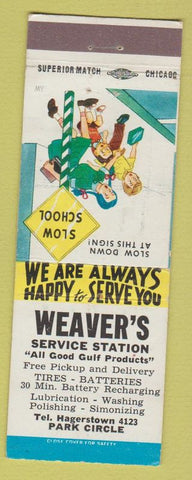 Matchbook Cover - Weaver's Service oil gas Hagerstown? MD