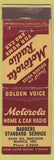 Matchbook Cover - Motorola Radio Badders Standard oil gas Muncie IN