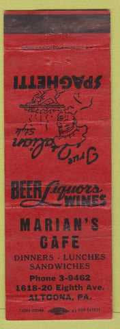 Matchbook Cover - Marian's Cafe Altoona PA WORN