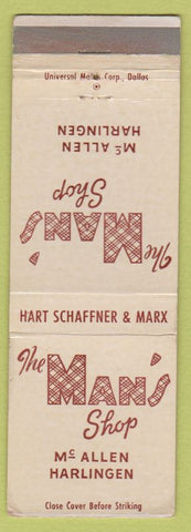 Matchbook Cover - Man's Shop McAllen Harlingen TX