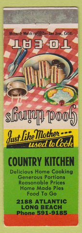 Matchbook Cover - Country Kitchen Long Beach CA