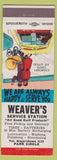 Matchbook Cover - Weaver's Service oil gas Hagerstown? MD