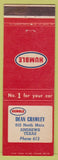 Matchbook Cover - Humble oil gas Dean Crawley Andrews TX low phone