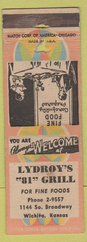 Matchbook Cover - Lydroy's 81 Grill Wichita KS WEAR