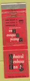 Matchbook Cover - Admiral Benbow Inn Louisville KY WORN
