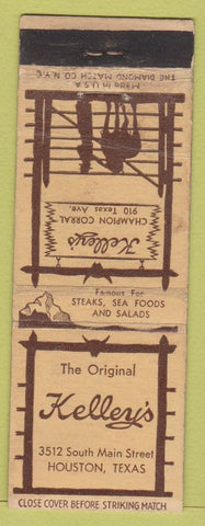 Matchbook Cover - Kelley's Houston TX