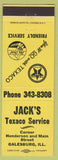 Matchbook Cover - Jack's Texaco oil gas Sky Chief Galesburg IL