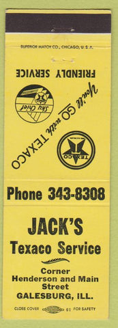 Matchbook Cover - Jack's Texaco oil gas Sky Chief Galesburg IL