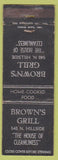 Matchbook Cover - Brown's Grill  NO TOWN WEAR