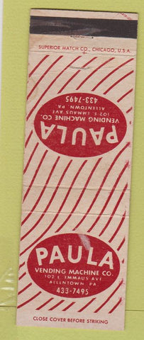 Matchbook Cover - Paula Vending Machine Co Allentown PA