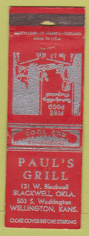Matchbook Cover - Paul's Grill Wellington KS