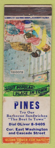 Matchbook Cover - Pines BBQ NO TOWN WEAR