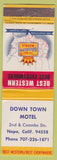 Matchbook Cover - Down Town Motel Napa CA WEAR