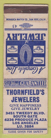 Matchbook Cover - Thornfield's Jewelers Los Angeles CA WEAR'
