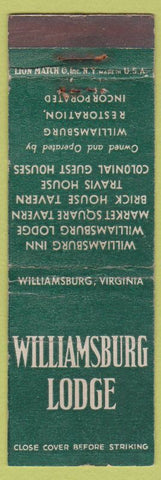 Matchbook Cover - Williamsburg Lodge VA WEAR
