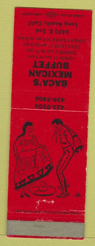 Matchbook Cover - Baca's Mexican Buffet Long Beach CA girlie'