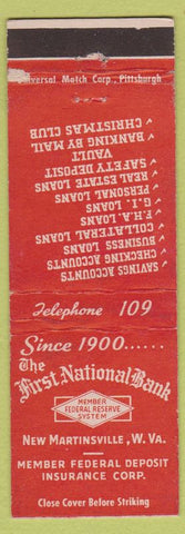 Matchbook Cover - First National Bank New Martinsville WV