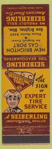 Matchbook Cover - Seiberling Tires New Brighton MN oil gas WEAR