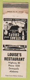 Matchbook Cover - Louise's Restaurant Demopolis AL'