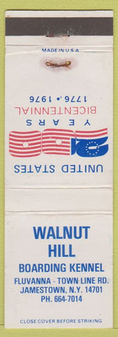 Matchbook Cover - Walnut Hill Boarding Kennel Jamestown NY 1976 WEAR