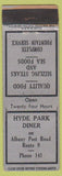 Matchbook Cover - Hyde Park Diner Albany Post Road low phone #