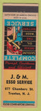 Matchbook Cover - J&M Esso oil gas Trenton NJ
