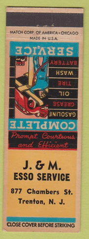 Matchbook Cover - J&M Esso oil gas Trenton NJ