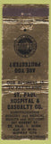 Matchbook Cover - ST Paul Hospital Insurance St Paul MN WORN