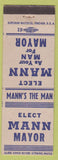 Matchbook Cover - Mann for Mayor election