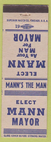 Matchbook Cover - Mann for Mayor election