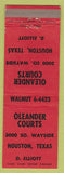 Matchbook Cover - Orleander Courts Houston TX