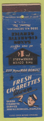 Matchbook Cover - Saxon Cigarette Service Miami FL POOR