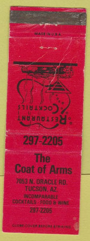 Matchbook Cover - Coat of Arms Tucson AZ WORN