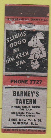 Matchbook Cover - Barney's Tavern Aurora IL'