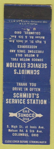 Matchbook Cover - Schmidt's Sunoco oil gas Columbus OH POOR'